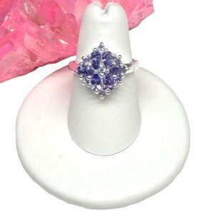 Tanzanite Ring Size 9 Solid 925 Sterling Silver Multi Stone